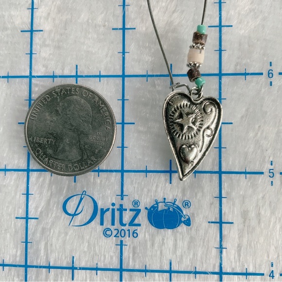 ❌SOLD❌Boho Silver Tone Earrings Hearts Stud and Dangle Turquoise Set Beads - Picture 7 of 16